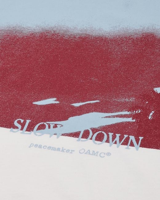 Oamc Peacemaker White S Slow Down Print Regular Fit T-Shirt for men