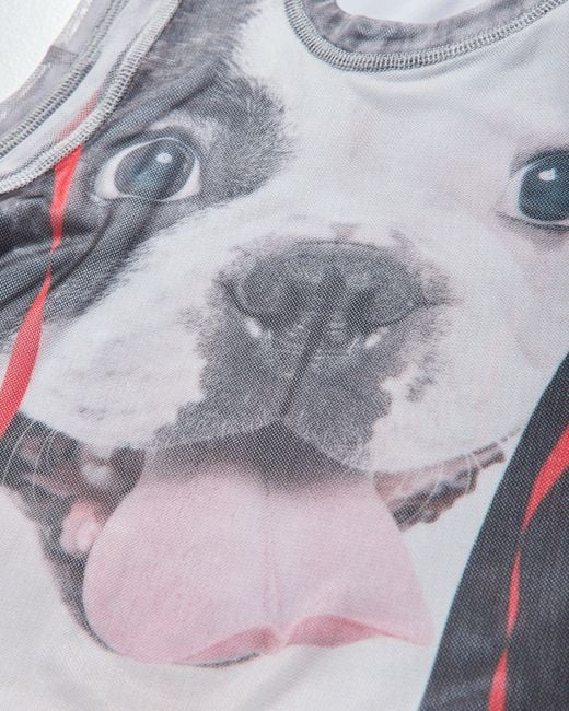 OTTOLINGER Blue S Mesh Tank Top Dog Print