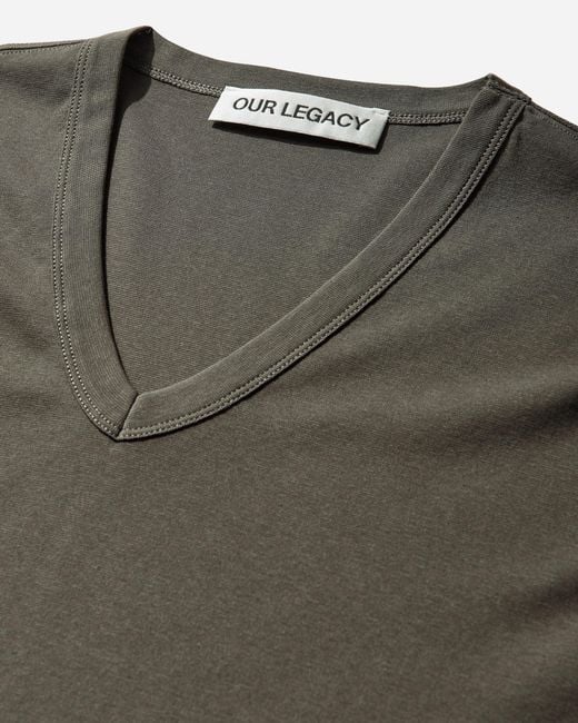 Our Legacy Green Men S Gorge V-neck T-shirt Faded Pine for men