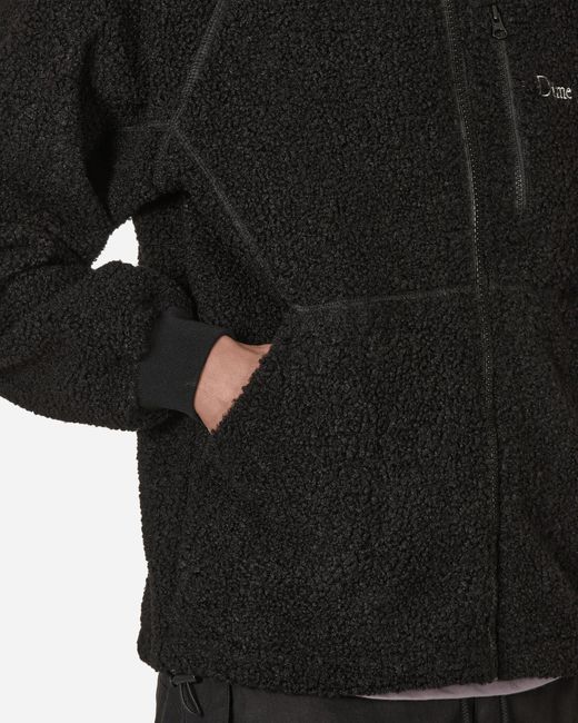Dime Black Polar Fleece Sherpa Zip Jacket for men