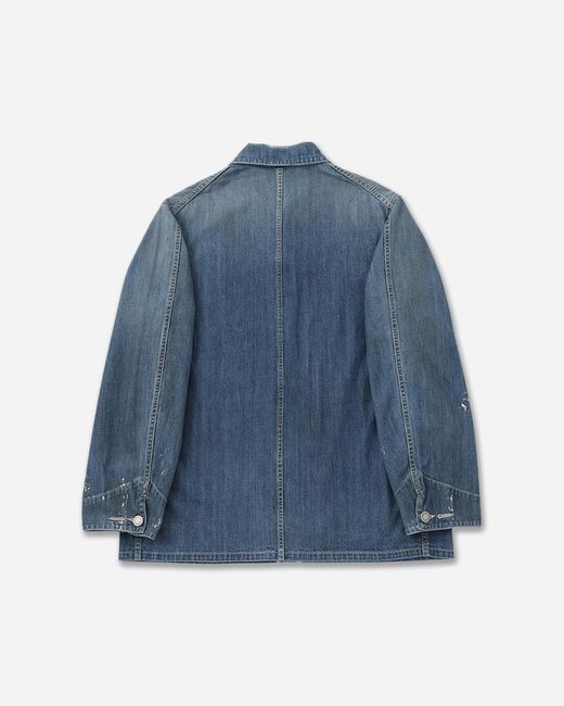 Visvim Blue Men S Ss Coverall Jacket Dmgd Indigo for men