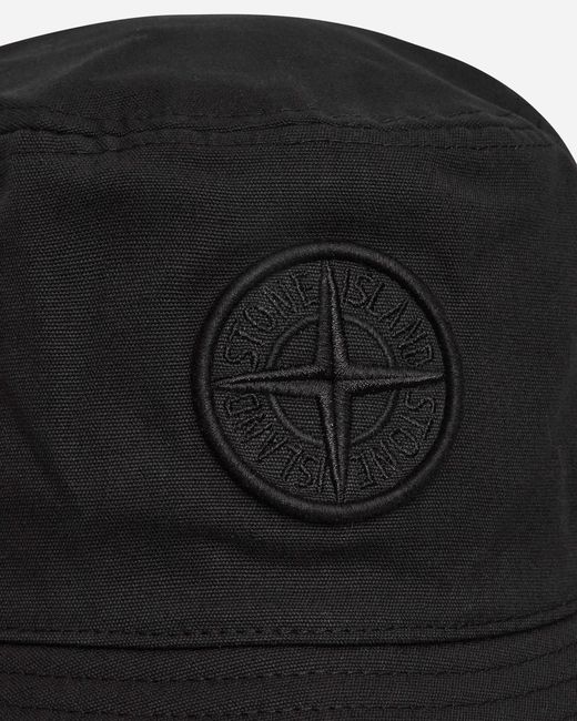 Stone Island Black Logo Bucket Hat for men