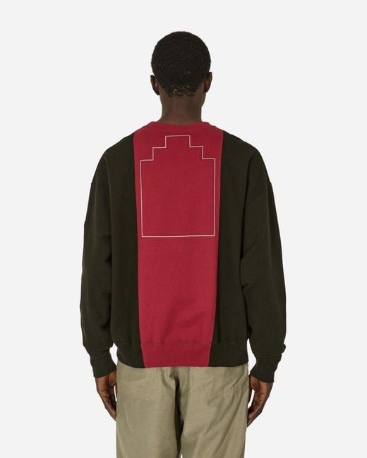 Cav Empt Red Paneled Two Tone Crewneck Sweatshirt for men
