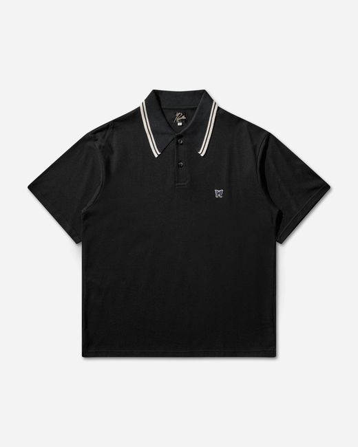 Needles Black Men S Regular Collar Polo Shirt for men