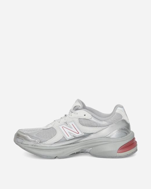 New Balance White 2010 Sneakers Silver Metallic / Team Red for men