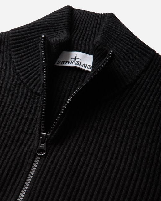 Stone Island Black S Full Rib Rws Wool Zip Sweater for men