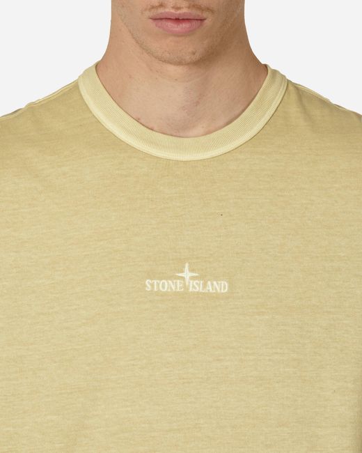 Stone Island Garment Dyed Embroidered Logo T-shirt Natural for men