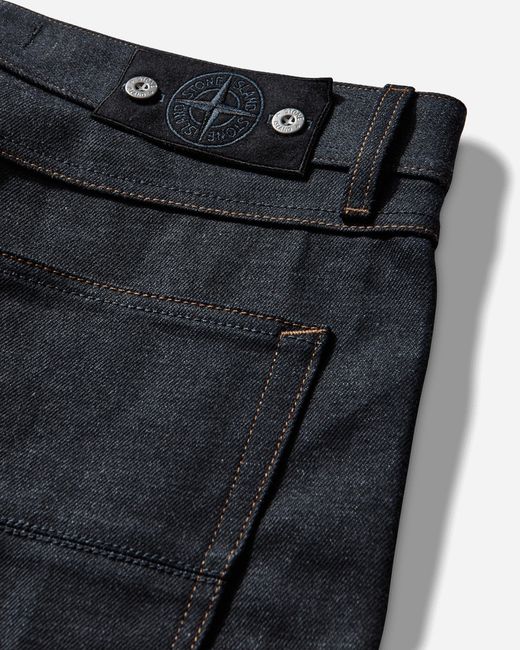 Stone Island Blue Men S Selvedge Indigo Denim-raw Regular Fit Jeans Raw for men