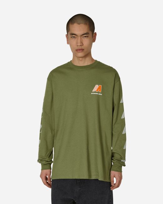 Automobili Amos Green Aa Logo Longsleeve T-Shirt Army for men