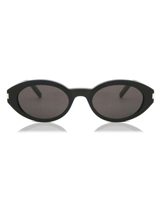 Saint Laurent Black Engraved Logo Round Acetate Sunglasses