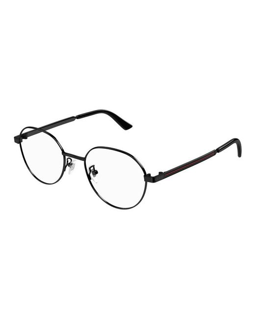 Gucci Black Gg1607Ok 001 Optical Frames Titanium Transparent Round for men