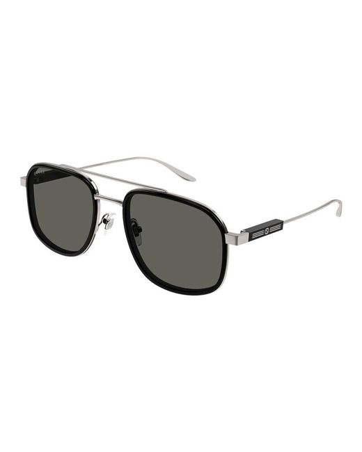 Gucci Black Back To Web 56mm Navigator Sunglasses for men