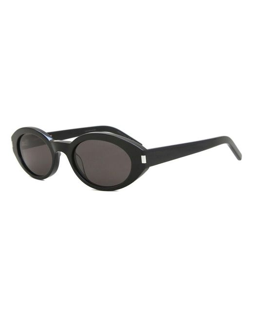 Saint Laurent Black Engraved Logo Round Acetate Sunglasses