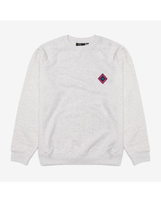 Parra White Diamond Block Logo Crew Neck Sweatshirt for men