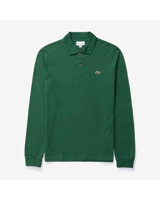 Lacoste Green Original Long Sleeve Cotton Polo Shirt for men