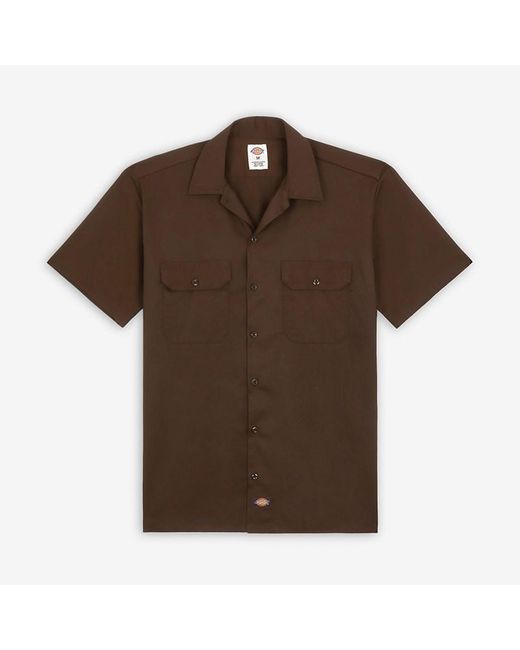 Dickies Brown Work Shirt Short Sleeve Rec for men