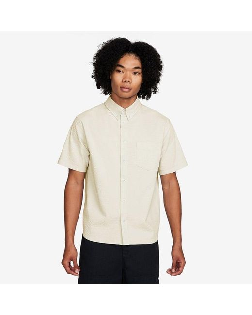 Nike White Life Short Sleeve Button Down Shirt for men