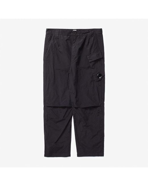 C P Company Black Flatt Nylon Regular Utility Pants for men