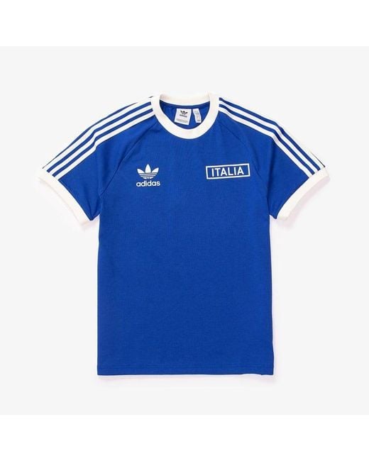 Adidas Blue Italy Adicolor Classics 3 Stripe T-shirt for men