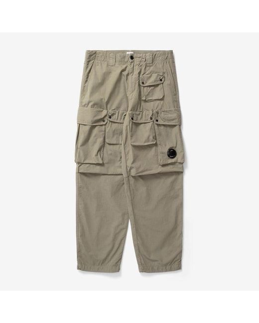 C P Company Gray Rip Stop Loose Cargo Pants for men