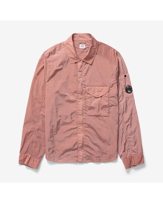 C P Company Pink Chrome-r Zipped Overshirt for men