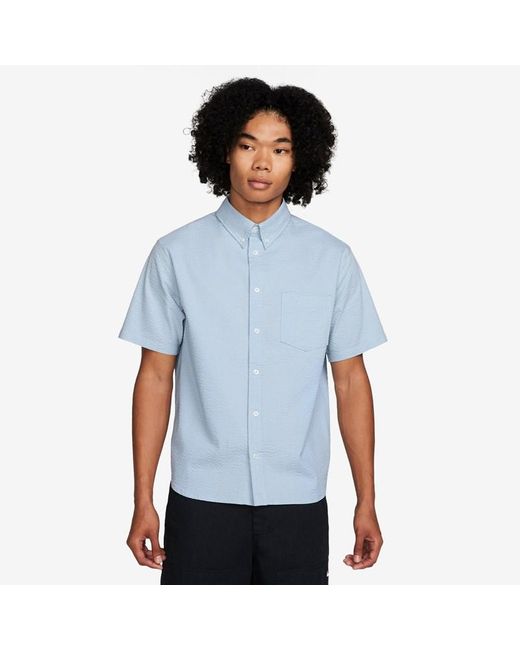 Nike Blue Life Short Sleeve Button Down Shirt for men