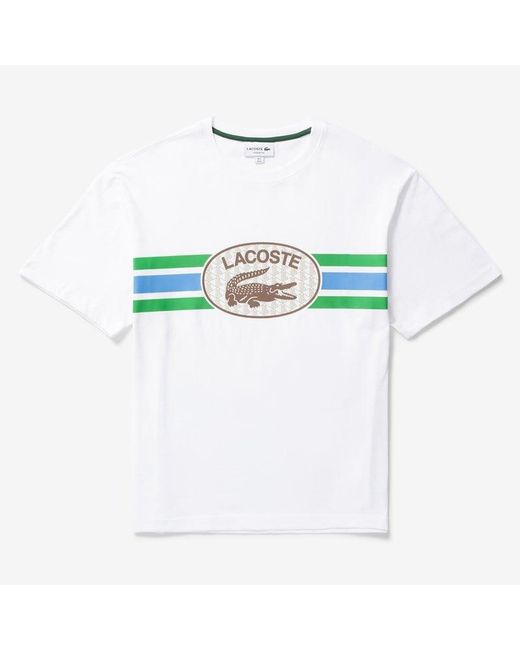 Lacoste White Monogram Print Regular T-shirt for men