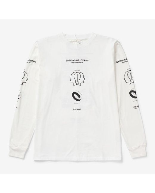 Space Available White Upcycled Utopia Long Sleeve Tee for men