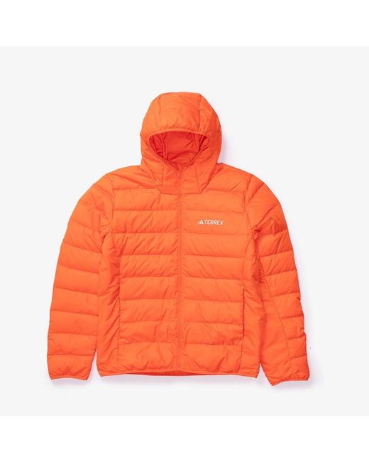Adidas Orange Multi Light Down Hooded Jacket for men