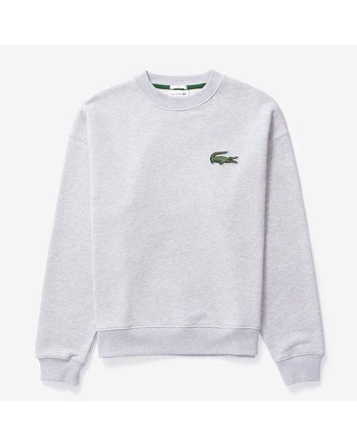 Lacoste White Loose Fit Crocodile Badge Sweatshirt