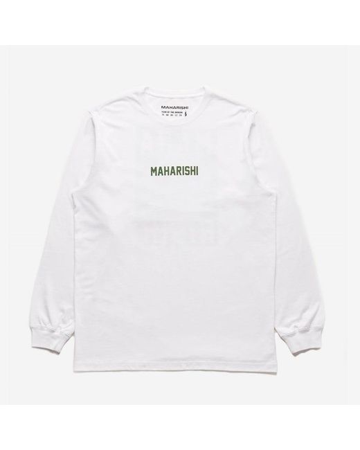 Maharishi White Woodblock Dragon Long Sleeve T-shirt for men