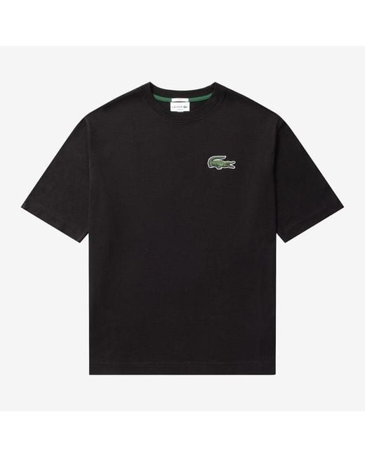 Lacoste Black Unisex Loose Fit Large Crocodile T-shirt