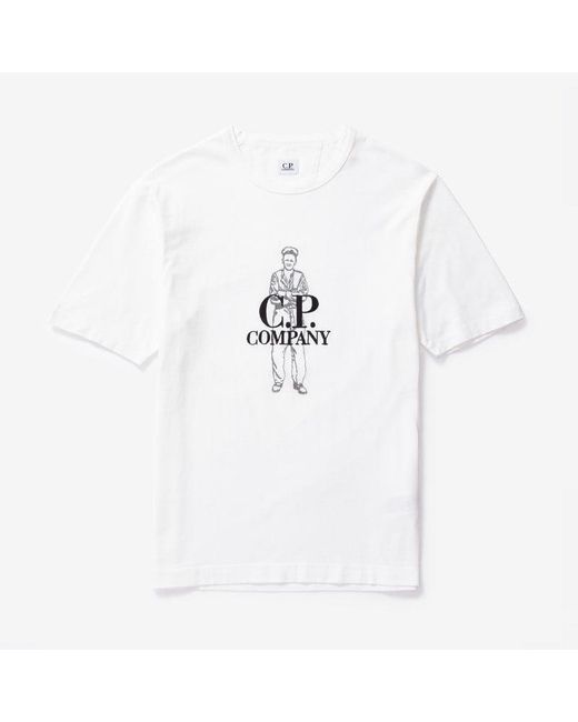 C P Company White 1020 Jersey British Sailor T-shirt for men