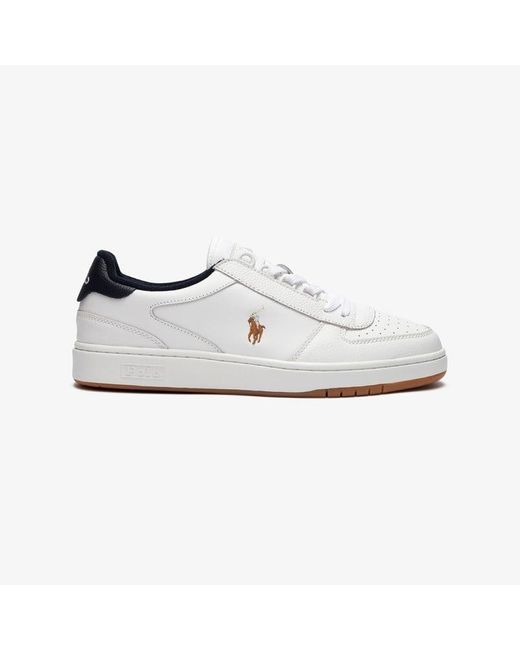 Polo Ralph Lauren Court Leather Low-top Sneaker in White for Men | Lyst