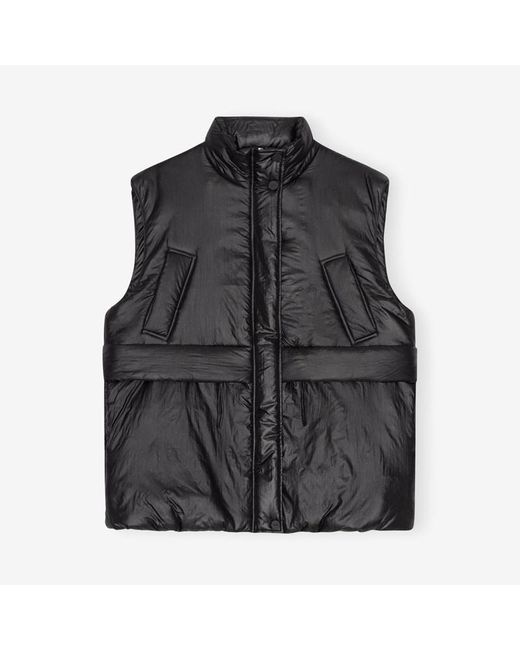 Ganni Shiny Quilt Vest in Black | Lyst UK