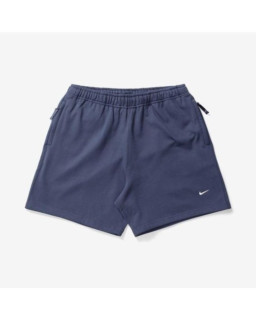 Nike Blue Solo Swoosh Brushed-back Fleece Shorts for men
