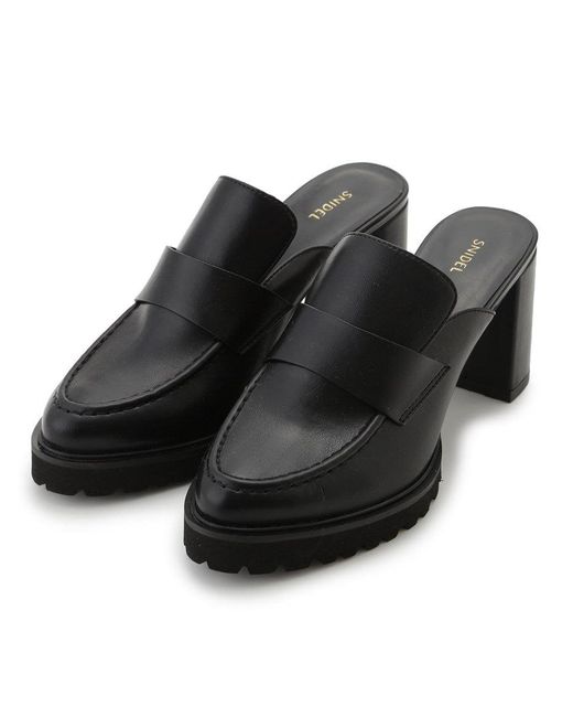 SNIDEL Black Open Back Heel Loafer Sabot