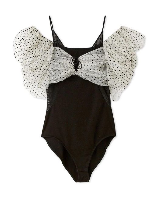SNIDEL Gray Chacott Statement Sleeve Bodysuit