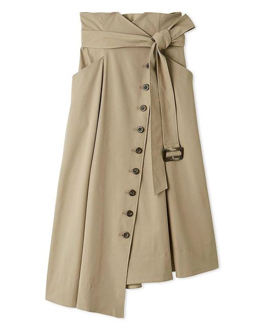 SNIDEL Gray Asymmetrical High-Waisted Button-Up Midi Skirt