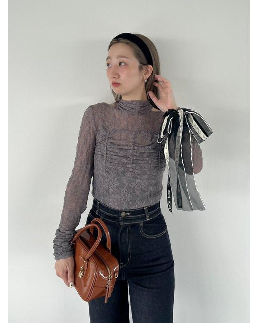 SNIDEL White [Chacott] Lace Sheer Top