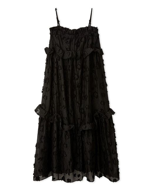 SNIDEL Yellow Spaghetti Strap Ruffle Maxi Dress