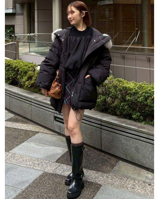 SNIDEL Black Off-Shoulder Layered Knit Pullover