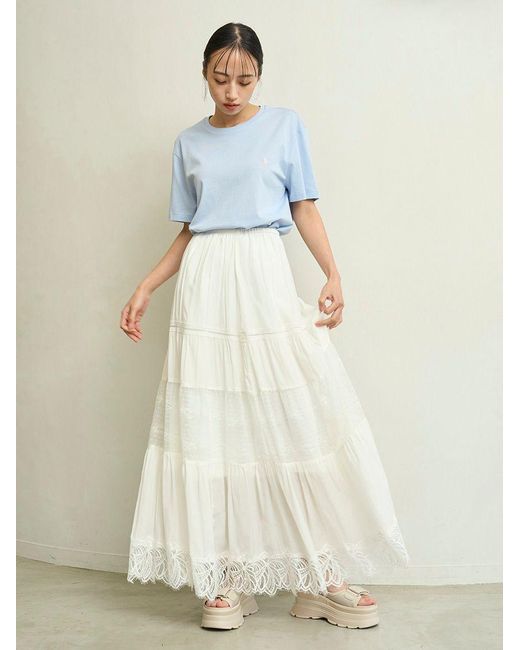 SNIDEL Black Boho Lace High-Waisted Ruffled Maxi Skirt