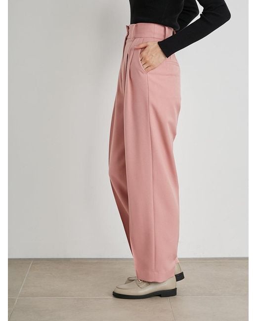 SNIDEL Pink Tapered High Waist Tuck Pants
