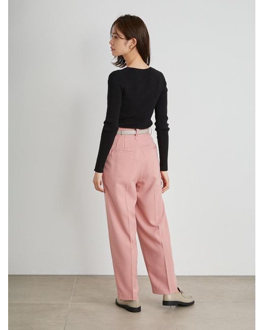 SNIDEL Pink Tapered High Waist Tuck Pants
