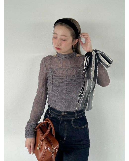 SNIDEL Gray [Chacott] Lace Sheer Top