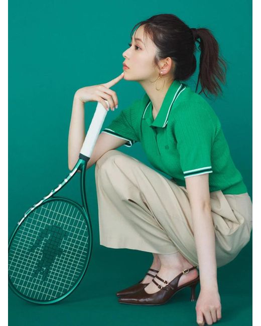 SNIDEL White Lacoste Polo Knit