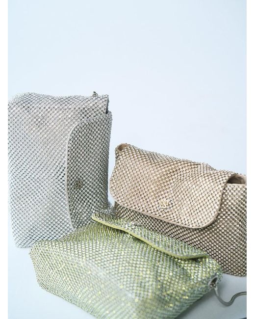 SNIDEL White Jeweled Mini Pouch