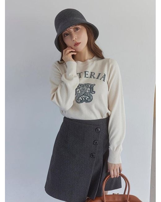 SNIDEL Brown Emblem Jacquard Knit Pullover