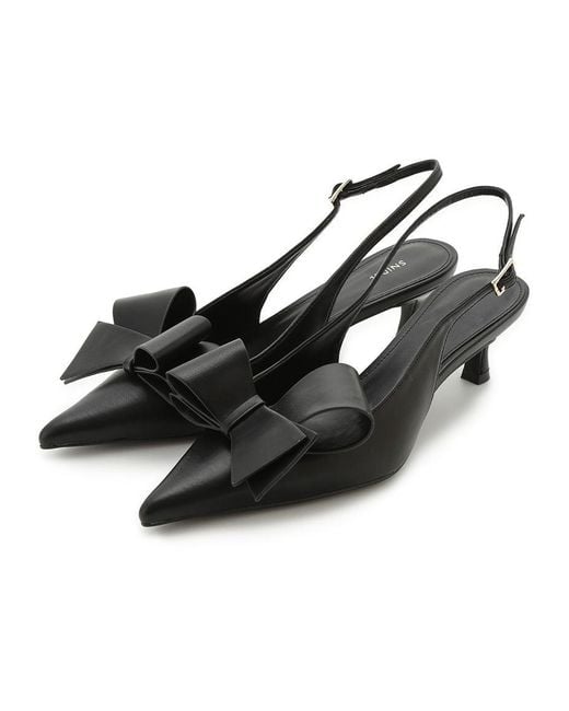 SNIDEL Natural Pointed Toe Bow Slingback Heels